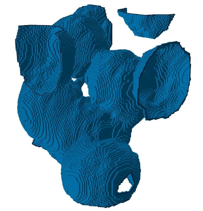 An isosurface extracted with Dodo's marching-tetrahedra components