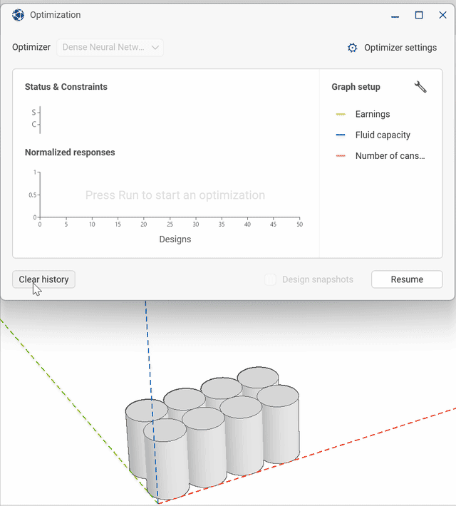 The Raphos Optimizer running a neural-network-driven optimization inside Synera