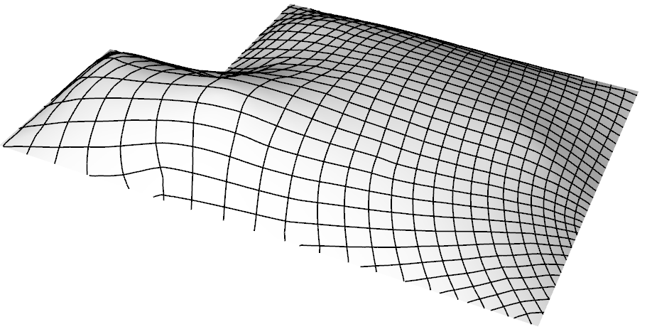 The final quad gridshell, generated from a global smooth parameterization of the surface