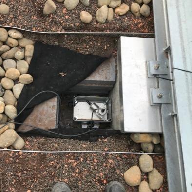 One of the accelerometers installed on the 45th-floor slab