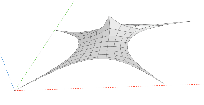 A tensile membrane form-found by the Raphos Physics solver
